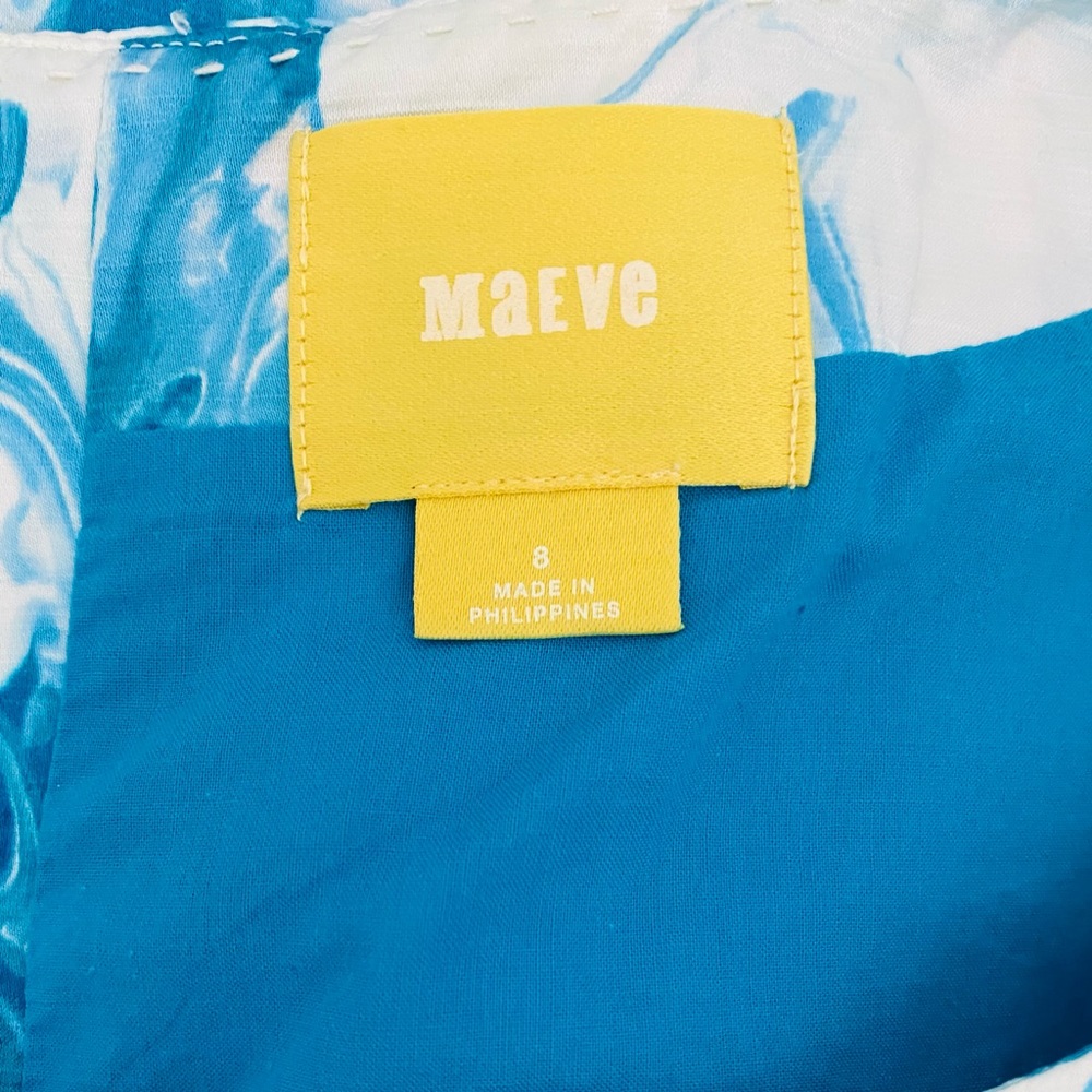 Anthropologie Maeve‎ Blue Swirl Silk/Cotton Dress - Picture 4 of 5